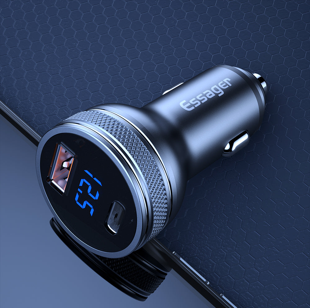 ESSAGER QC3.0 36W nabíječka do auta USB-C s napájením PD3.0 3.0 USB nabíječka do auta typu C ESSAGER QC3.0 36W nabíječka do auta USB-C s napájením PD3.0 3.0 USB nabíječka do auta typu C